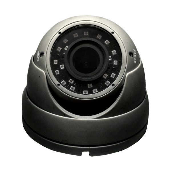 HD-TVI Dome: SONY Cameras w/HD-Lens(6.0MP Fixed Lens / 5.0MP Vari-focal), 24pcs. Microcrystalline IR, BLC, DWDR, OSD(CoC), Adjustable To 4MP - Grey