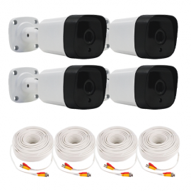  TVI Camera Pack: 4 x TVI 1080p 2MP Bullet Cameras 3.6mm 18pcs Microcrystalline IR LED's with Obscure Glass